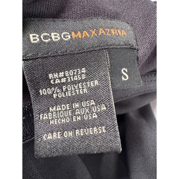 BCBG Max Azria Black Pleated Evening Gown With Sheer Asymmetrical Drape & Ruched - Picture 12 of 16